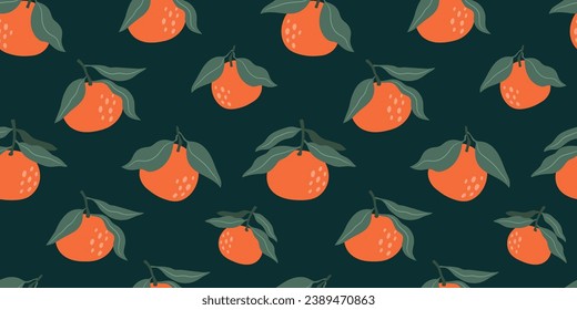 Patrón sin foco con mandarinas con hojas
