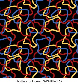 Seamless pattern with tangled loops - hand drawn vector illustration.