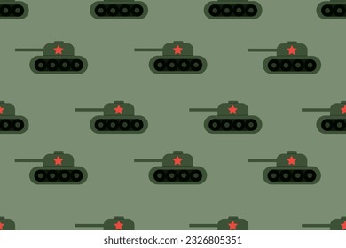 Patrón sin problemas con los tanques. Ornamento sin fin con Máquina Militar en estilo retro. Papel de escritorio y papel de cama impreso. Ilustración vectorial. 