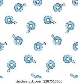 Seamless pattern with tape roll doodle vector
