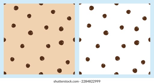 Seamless pattern with tapioca pears on bubble milk texture vector illustration.