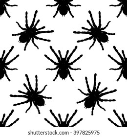 Seamless pattern with . tarantula spider Brachypelma smithi hand-drawn tarantula spider Brachypelma smithi. Vector illustration
