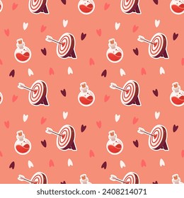 Seamless pattern with target and love potion