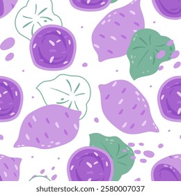 Seamless pattern taro on color background. Vector illustration.