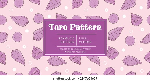 Seamless pattern taro on pink pastel background. Vector illustration.