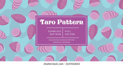 Seamless pattern taro on tosca background. Vector illustration.