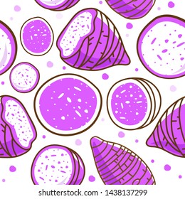 Taro de patrón sin soldadura sobre fondo blanco. Ilustración vectorial.
