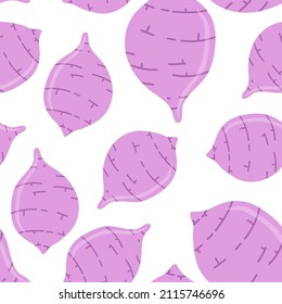 Seamless pattern taro on white background. Vector illustration.