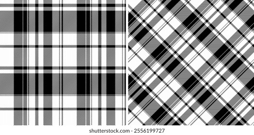Seamless pattern tartan of background check plaid with a vector textile texture fabric. Set in monochrome colours in stylish wrapping options for gifts.