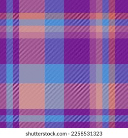 Tartán de patrón sin foco. Tela de fondo recubierta. Verificar la textura vectorial textil en colores rosados y rojos.