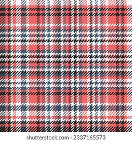 Seamless pattern tartan of check texture background with a plaid textile vector fabric in red and white colors.