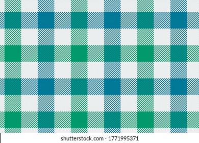 seamless pattern of tartan ornament for textile texture blue-green stripes on white background