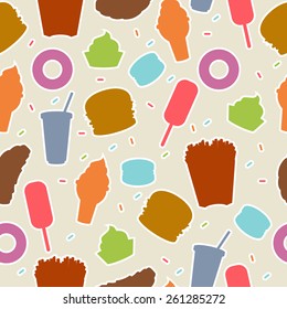 Seamless pattern tasty fast food vector illustration