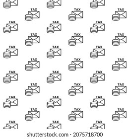 Seamless pattern of tax message in white background with mini doodle (icon). Vector Illustration