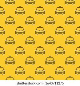 Seamless Pattern with Taxi Car outline icon. Vector background