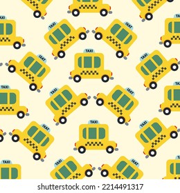 Seamless pattern with taxi car perfect for wrapping paper