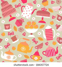 Seamless pattern of "tea and coffee."