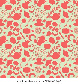 Seamless pattern. Tea and coffee.