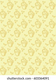 Seamless pattern with tea and coffee cups background pattern