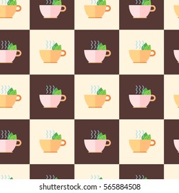 seamless pattern of tea cups