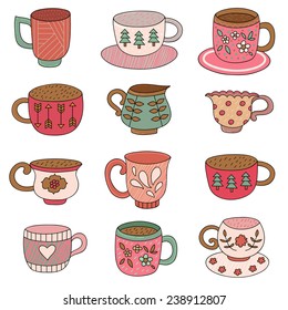 Seamless Pattern Tea Cups Vector Stock Vector (Royalty Free) 238912807 ...