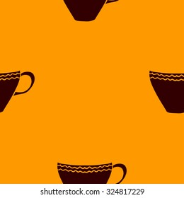 Seamless pattern with tea cups. Vector illustration. 
