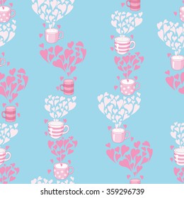 seamless pattern Tea and hearts