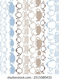 Seamless pattern with tea party in English style. Tea cups, teapots, pastel  colors. Can be used for wallpaper, pattern fills, textile, web page