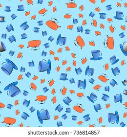 Seamless pattern with tea pots and cups eps10