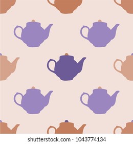 Seamless pattern with tea pots. Vector illustration.