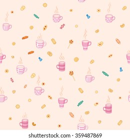 seamless pattern  tea time and sweets