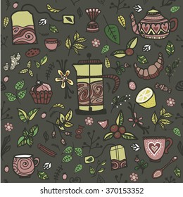 Seamless pattern. Tea. Vector illustration