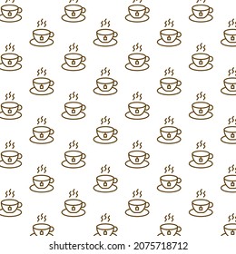 Seamless pattern of tea in white background with mini doodle (icon). Vector Illustration