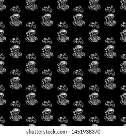 Seamless pattern of teacup hand drawn, great design for any purposes. Hand drawn a seamless pattern of teacup sketch. Coffee outline icon. Steam icon isolated on black background. Coffee mug vector.