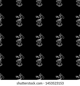 Seamless pattern of teacup hand drawn, great design for any purposes. Hand drawn a seamless pattern of teacup sketch. Coffee outline icon. Steam icon isolated on black background. Coffee mug vector.