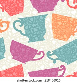 Seamless pattern with a teacup. Tea party.