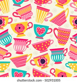 Seamless pattern with a teacup. Tea party