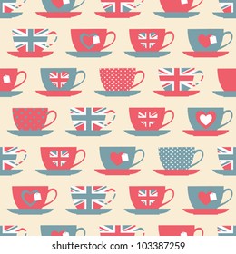 Seamless pattern with teacups.