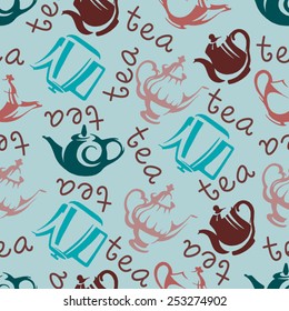 Seamless pattern with teapot