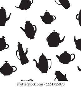 Seamless pattern with teapot silhoettes