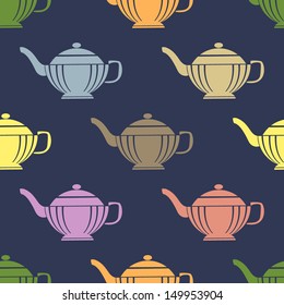 Seamless pattern with teapots