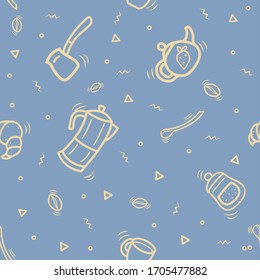 Seamless pattern with teapots and coffee.