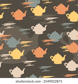 Seamless pattern with teapots endless wallpaper print for textile, paper, pack etc 