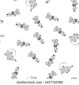 Seamless pattern of teapots and teacups isolated on white background. Chinese seamless pattern of teapots and teacups collection for textile design. Vector outline illustration.