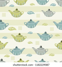 seamless pattern with teapots, vector illustration
