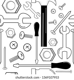 Seamless pattern technician Equipment isolated on white background. Vector illustration.