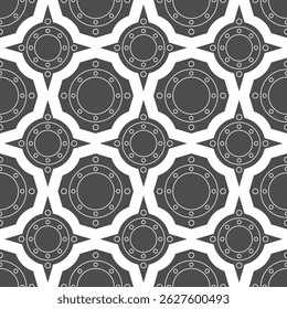 Seamless pattern with techno elements. Vector black and white background with isolated objects.