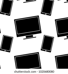 seamless pattern technology devices computer monitor and smartphone