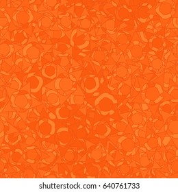 Seamless pattern. Techno-starry stained glass. Abstract a five-sided figure. Chaotic order. Fashionable women's and children's camo. Orange tones.