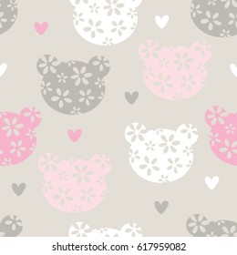 seamless pattern with teddy bear, bedding pattern for kids, wrapping paper vector illustration